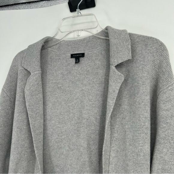 Talbots Gray Open Wool Blend Knit Cardigan Size XL Business Casual - Picture 2 of 6